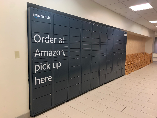 Amazon Hub Lockers are located at Rand Hall and The Commons Center.