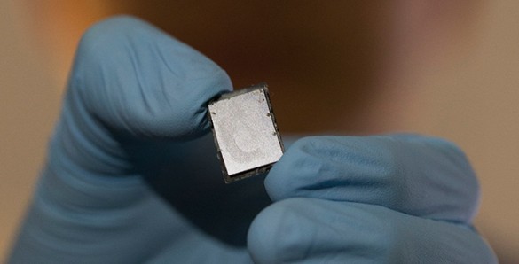 small square metal wafer