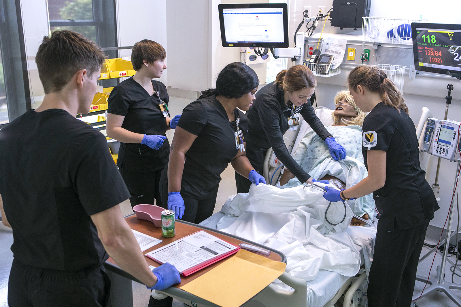 Nursing students work in a sim lab at Vanderbilt University.