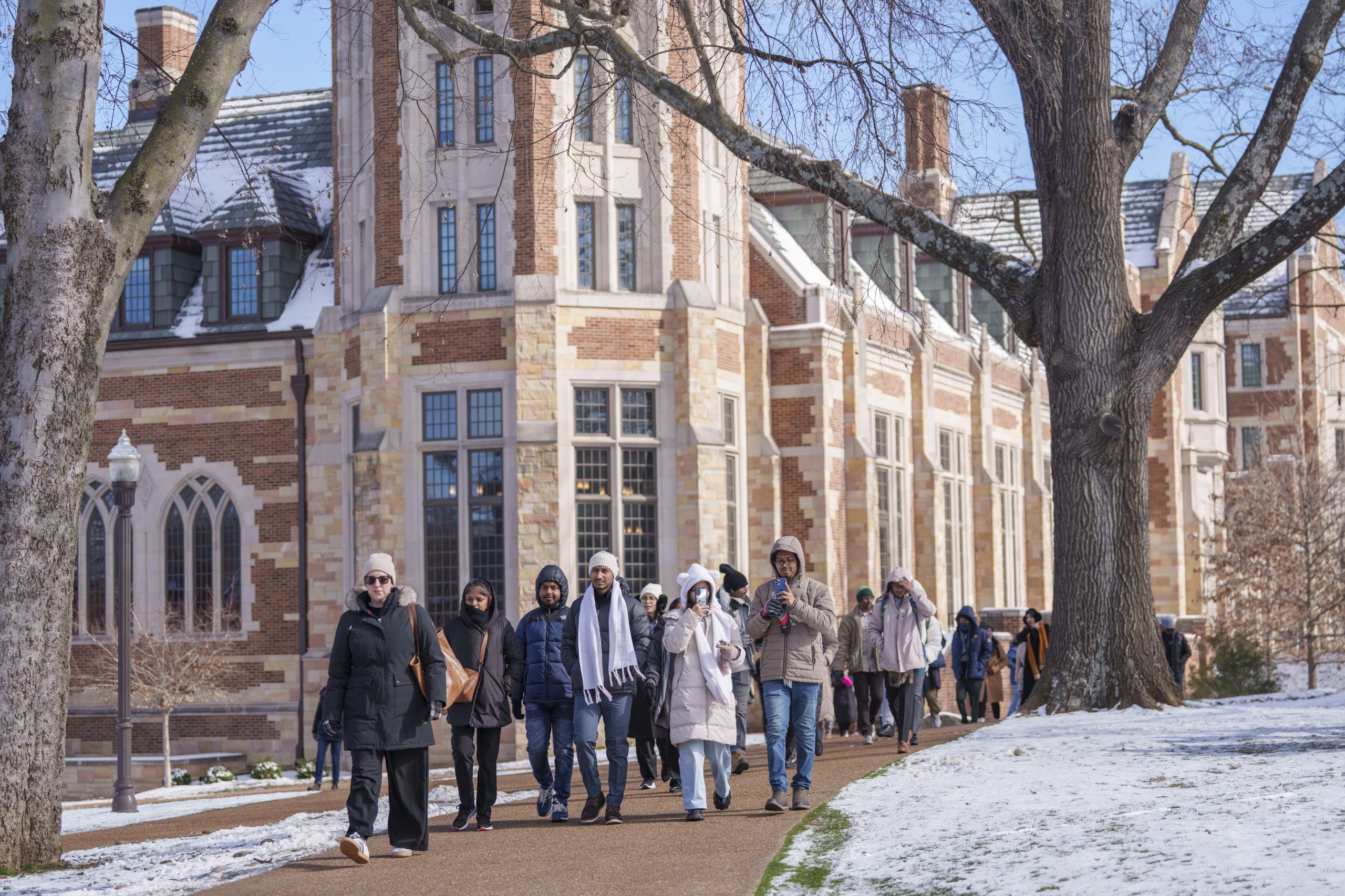 Visiting international students walking on Vanderbilt's campus