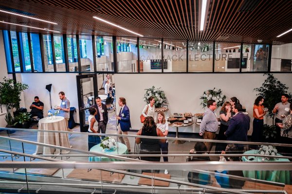 Guests enjoy the Garland Hall ribbon cutting event.