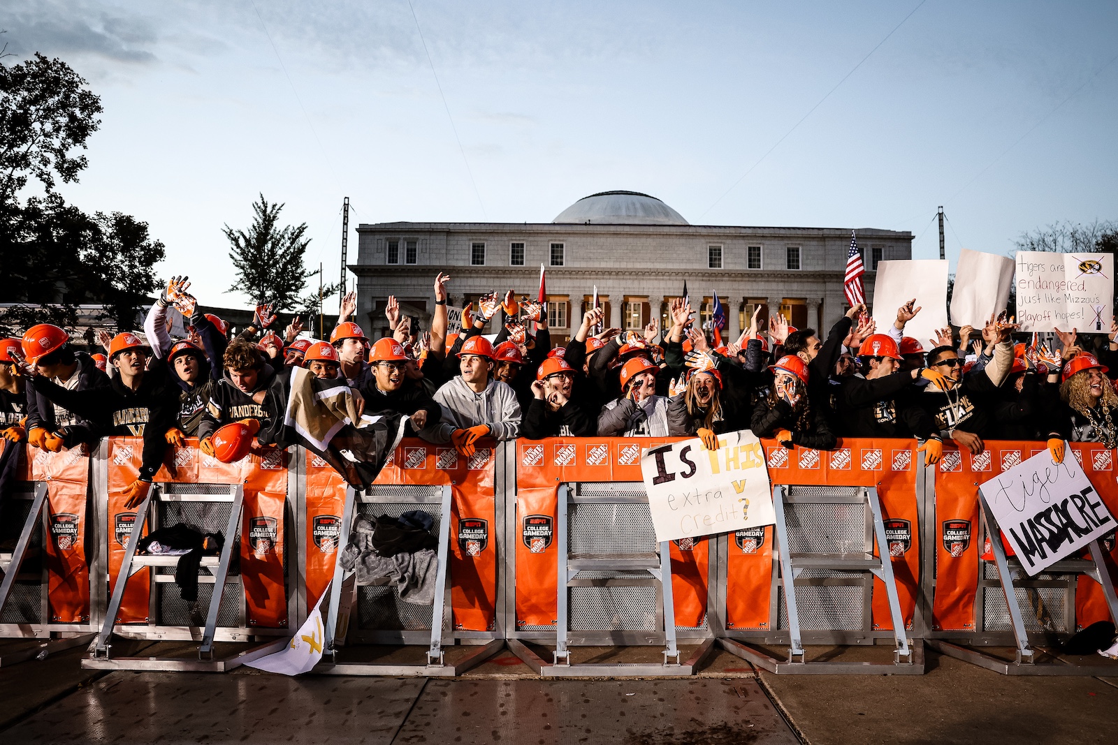Students celebrate Vanderbilt as College GameDay visits campus. 