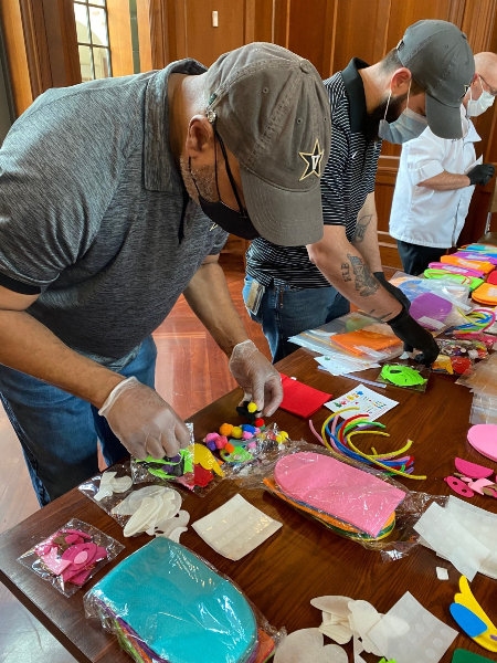 The Campus Dining team assembled 300 craft kits for young patients at the Monroe Carell Jr. Children’s Hospital at Vanderbilt.