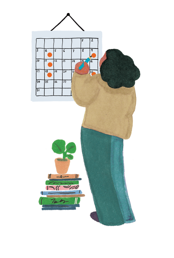 illustration of person marking on a calendar