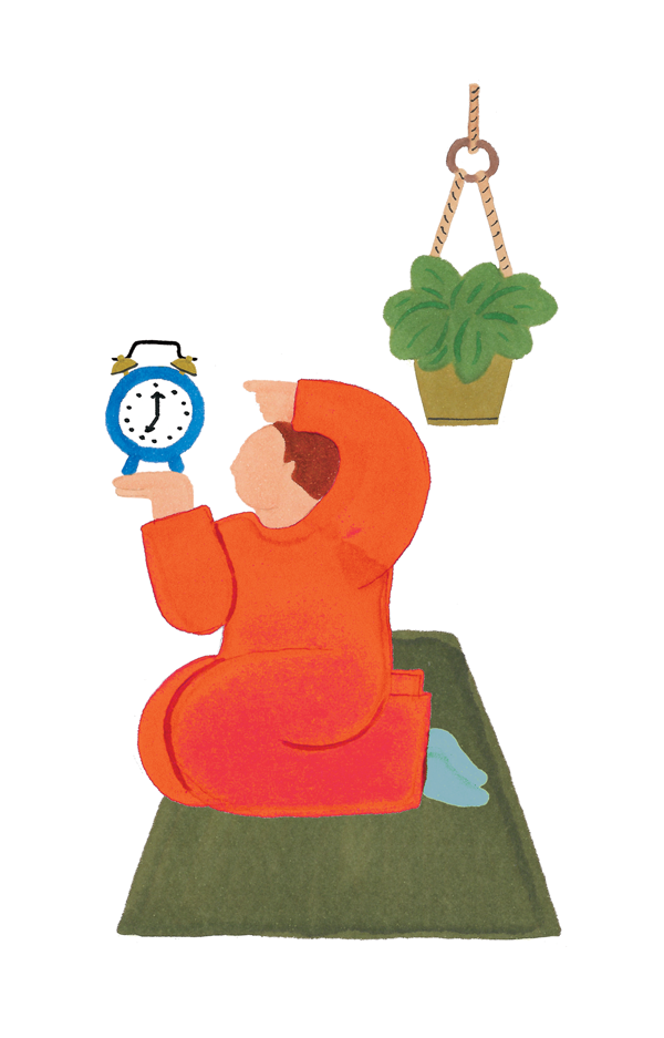 illustration of person pointing at a clock