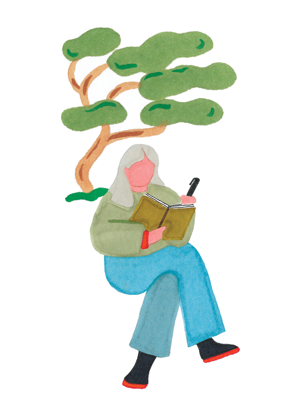 illustration of person writing in a journal