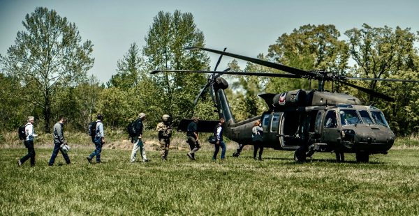 Blackhawk helicopter and Vanderbilt team at Fort Campbell