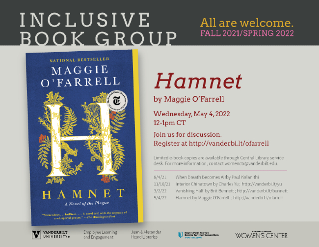 Inclusive Book Group discusses 'Hamnet' May 4