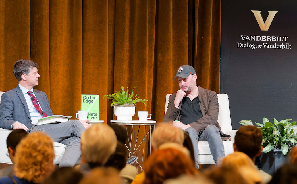 John Sides and Nate Silver sit on stage and discuss risk, uncertainty and the 2024 election.