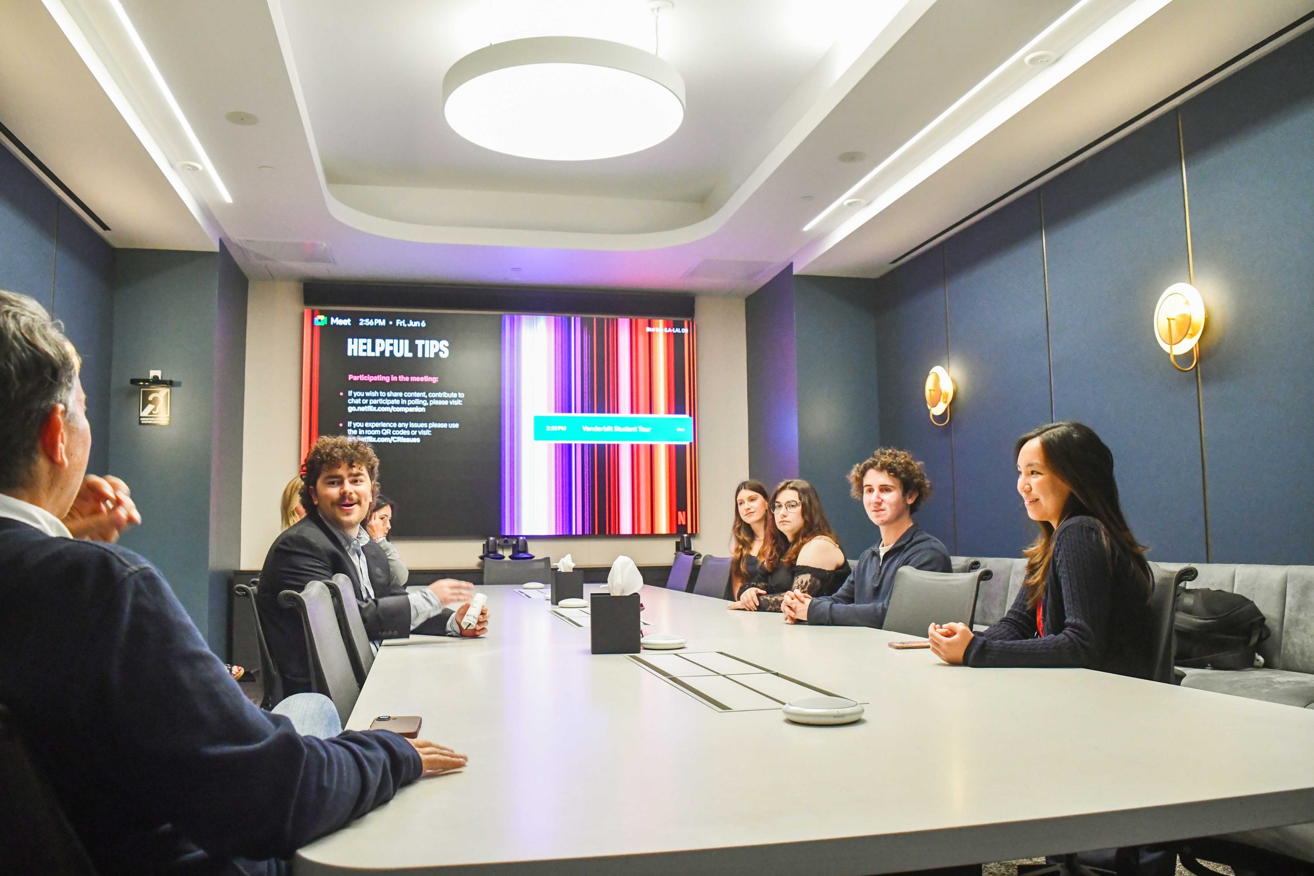 Students get an insider tour of Netflix studios.