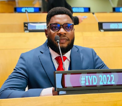 Noel Ifeanyi Alumona at the 2022 International Youth Day hosted at United Nations headquarters in New York City.