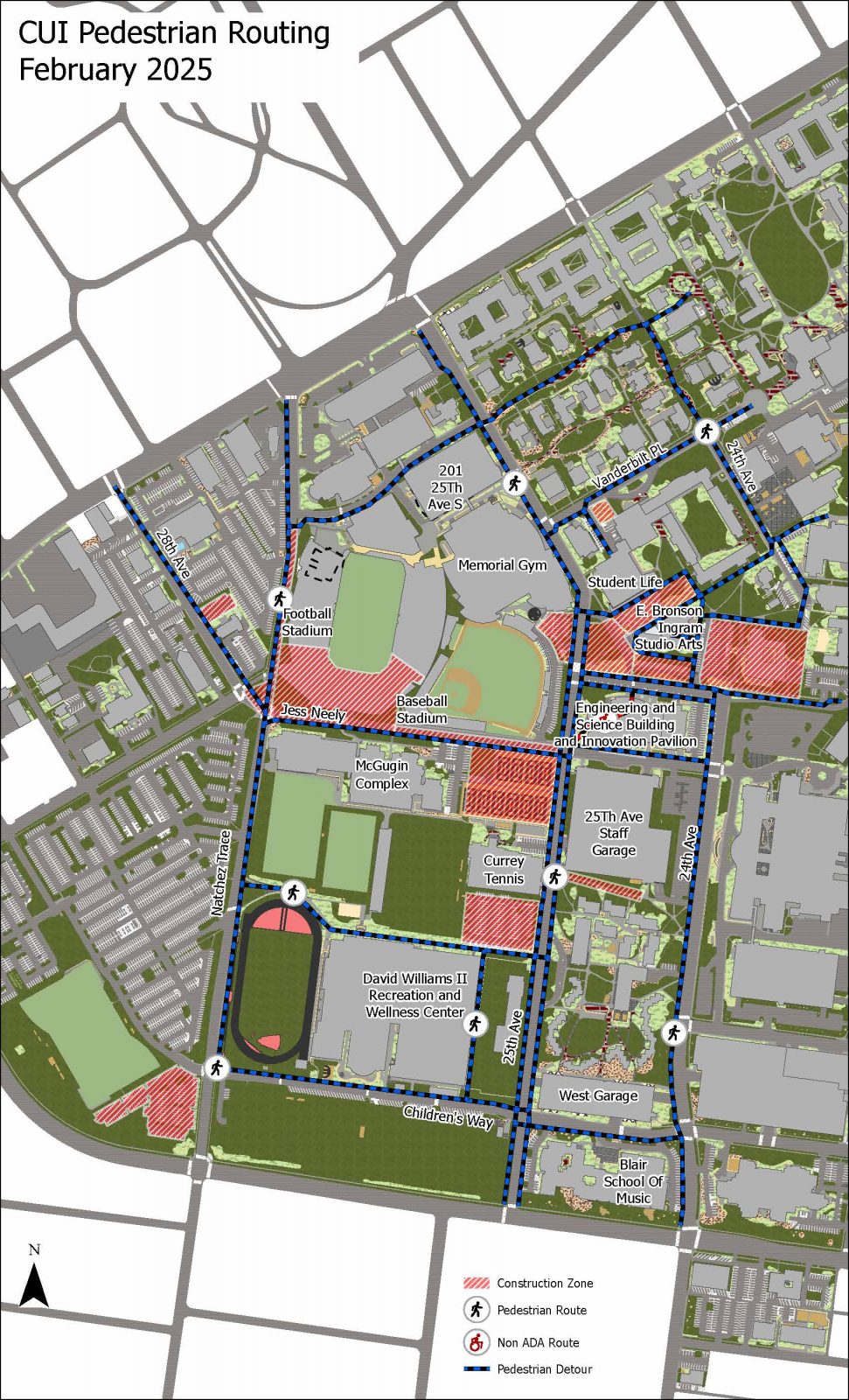 Map of Pedestrian Routing for February