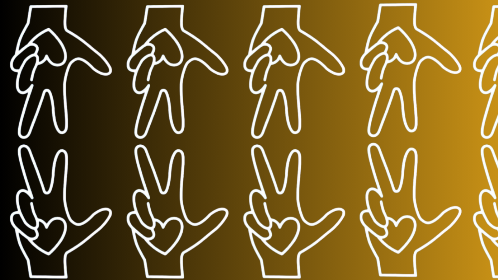 Image shows the VU Hand Sign with a heart in the center