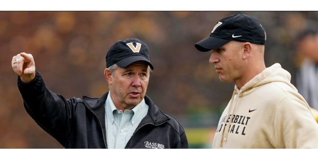 Bass Military Scholars program director Scott Brower and Vanderbilt football head coach Clark Lea