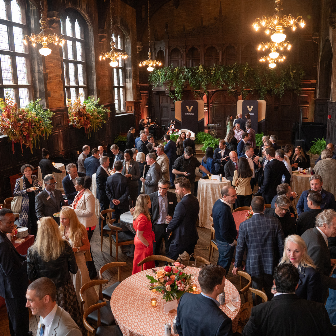 People gather to celebrate Vanderbilt's announcement to expand its presence in New York City.