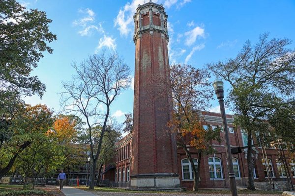 brick tower and buildings