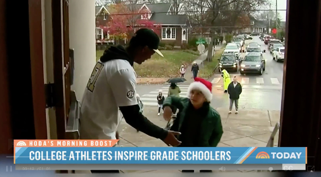 Student-athletes from the Vanderbilt baseball team do community outreach at Eakin Elementary School.