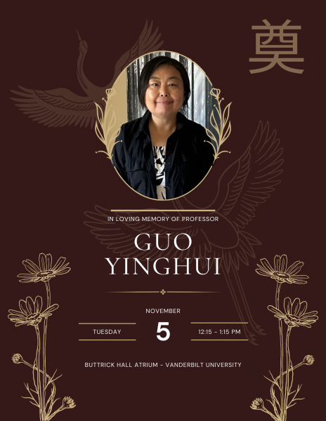 Flyer inviting people to a memorial for Yinghui Guo on November 5