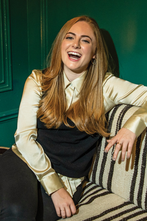 Mandel takes a break from her work as producer of TRINE, a standup comedy show hosted by Bowen Yang, Sudi Green and Mo Fry Pasic at Manhattan’s Freehand New York hotel.