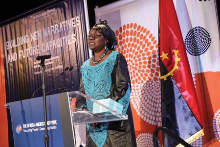 Ndong-Jatta accepts the 2019 Distinguished Alumna Award from the Africa-America Institute in September. Photo courtesy of the Africa-America Institute