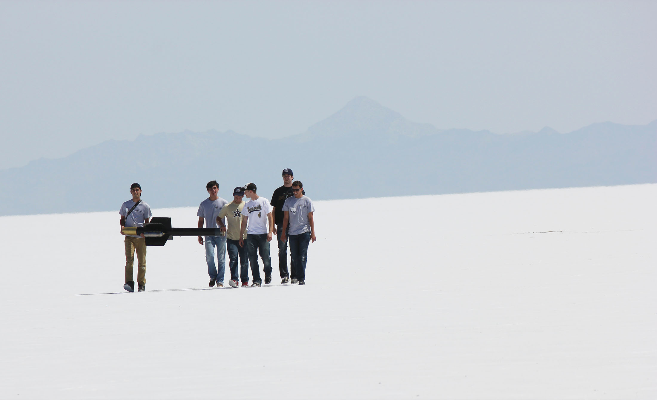 Student rocketeers on the Bonneville Salt Flats of Utah