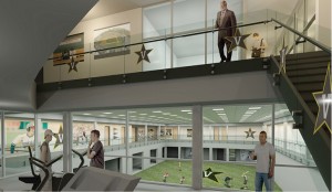 Architect's rendering of the new cardio room of the baseball complex at Memorial Gym