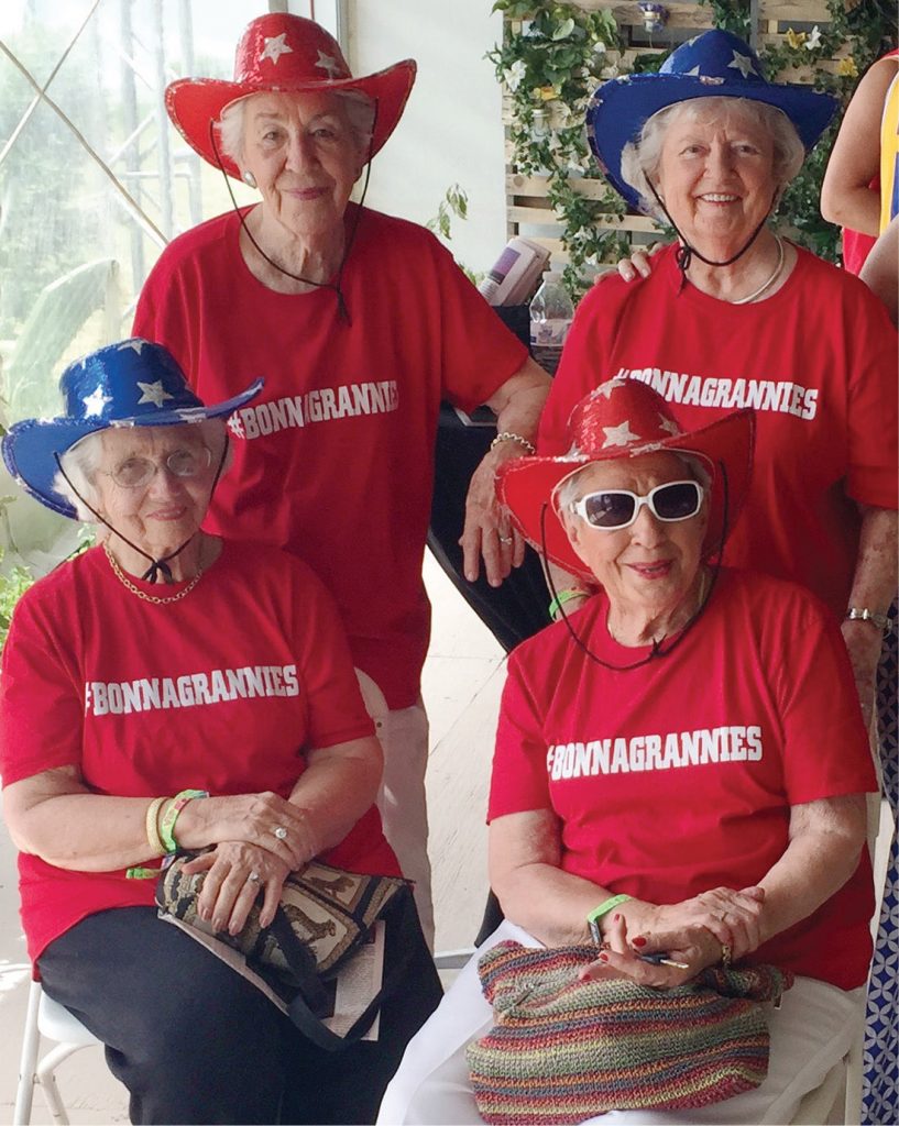 Clockwise, from top left: Laddie Neil, Alice Ann Barge, Mary Niederhauser and Nancy Lee Pitts have been the belles of the ball for the past four years at the Bonnaroo music and arts festival. (COURTESY OF ALLISON OLDACRE)