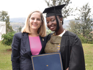 Elizabeth Dearborn Hughes, left, is founder of the Akilah Institute in Rwanda, which to date has graduated more than 225 women with skills in areas like information technology, business management and hospitality. (COURTESY ELIZABETH DEARBORN HUGHES)