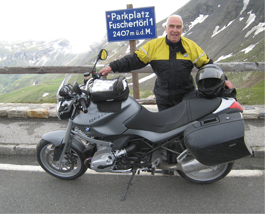 Hermann and his BMW on Austria's Grossglockner Hochalpenstrasse, leading to Salzberg (Photo courtesy of John Hermann)