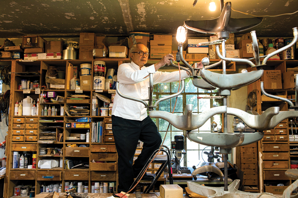 Chin, shown creating in his workshop, is known for his large-scale art installations. Photo courtesy of the John D. and Catherine T. MacArthur Foundation