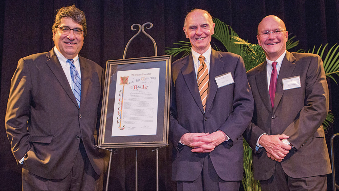 photo of Chancellor Zeppos, Rodes Hart and Bruce Evans at the awards ceremony