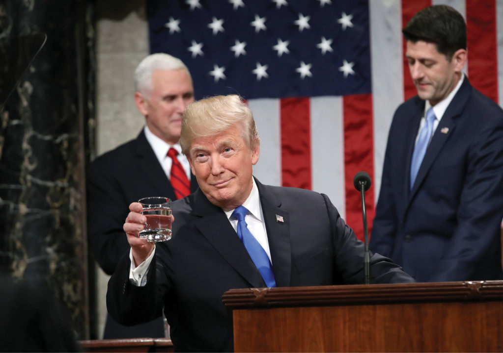 President Trump addresses the nation and a joint session of Congress in his first State of the Union address Jan. 30, 2018. (WIN MCNAMEE / GETTY IMAGES)