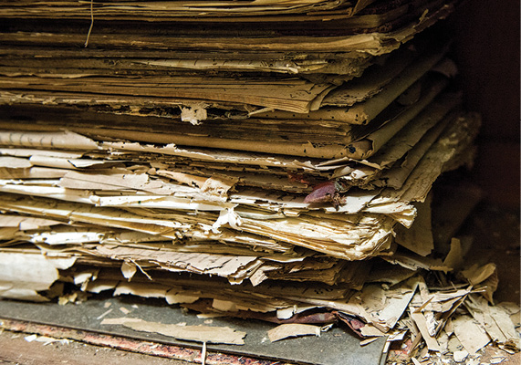 photo of a stack of old documents